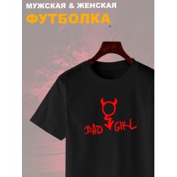Футболка bad girl devil черт и дьявол с чертиком с принтом