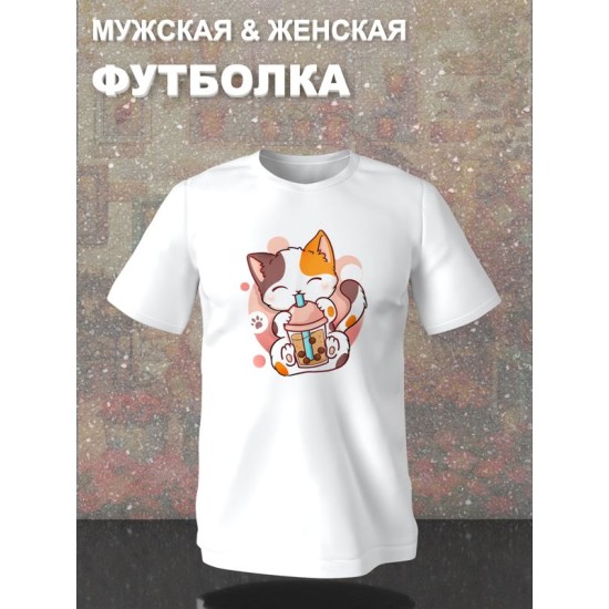 Футболка аниме котик кавай japan maneki neko с принтом