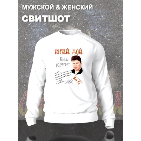 Свитшот Сектор газа с принтом Юрий Хой, панк рок мерч punk rock merch в ретро стиле, толстовка без капюшона, гранж одежда андеграунд y2k style underground.