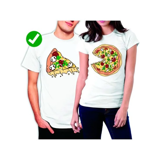 Парная футболка с пиццей pizza парочка с принтом