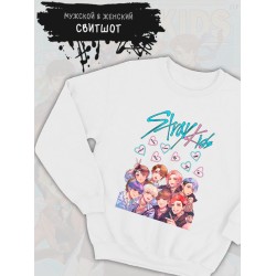 Свитшот Стрей кидс Stray kids с принтом Bangсhan Lee Know Hyunjin HAN Felix I.N Seungmin Changbin, без капюшона, кей поп одежда, мерч, kpop merch.