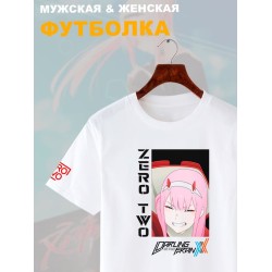 Футболка Zero Two Darling in the Franxx Зеро Ту аниме с принтом