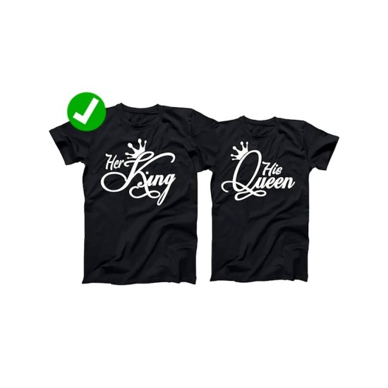 Парная футболка Король и королева Queen King с принтом