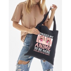 Шоппер аниме тян тянка с принтом анимешная девушка прикол мем anime girl merch 90 s vibe style в стиле 90 х черный, стритстайл сумка для шопинга и покупок тканевая женская и мужская андеграунд y2k.