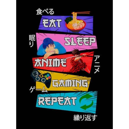 Футболка аниме eat sleep anime gaming repeat прикол с принтомrground y2k