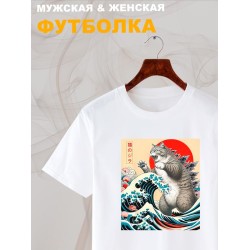 Футболка catzilla котзилла аниме котик с принтом