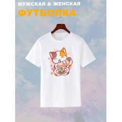 Футболка аниме котик кавай japan maneki neko с принтом