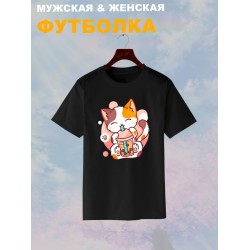 Футболка аниме котик кавай japan maneki neko с принтом