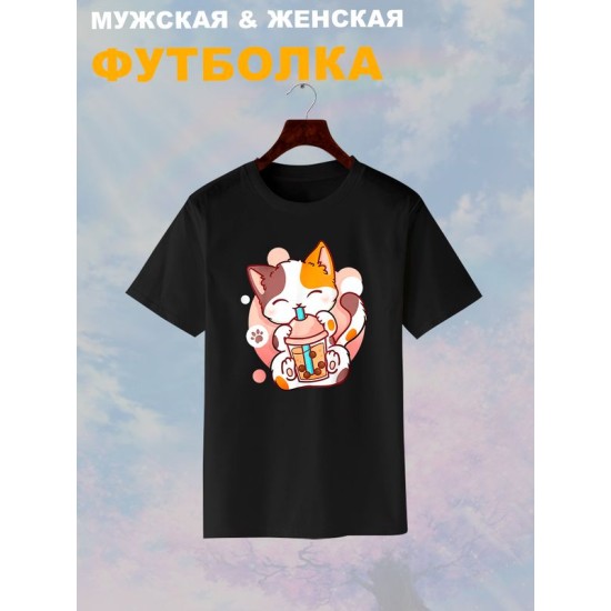 Футболка аниме котик кавай japan maneki neko с принтом