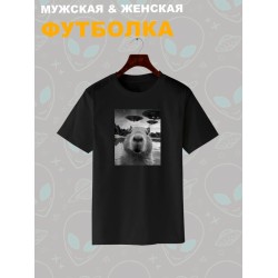 Футболка с мемным котом и нло прикол с принтом