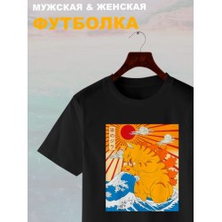 Футболка catzilla аниме кот japan neko с принтом