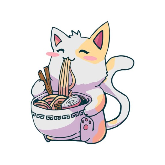 Футболка аниме котик и рамен japan maneki neko с принтом
