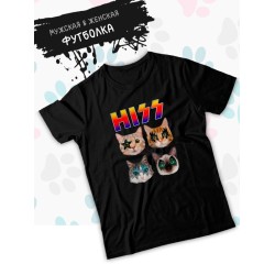 Футболка Kiss Кисс рок с мемными котами с принтом