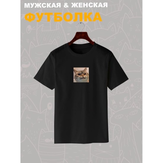 Футболка мем с котом и котиком с принтом