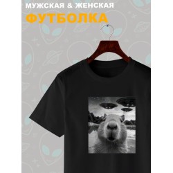 Футболка с мемным котом и нло прикол с принтом