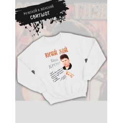 Свитшот Сектор газа с принтом Юрий Хой, панк рок мерч punk rock merch в ретро стиле, толстовка без капюшона, гранж одежда андеграунд y2k style underground.