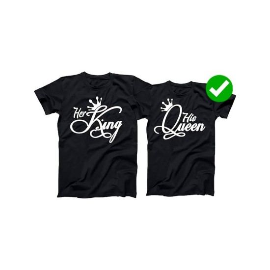 Парная футболка Король и королева Queen King с принтом