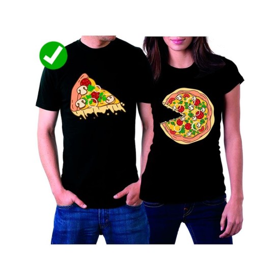 Парная футболка с пиццей pizza парочка с принтом