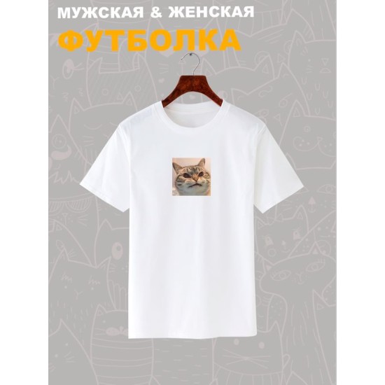 Футболка мем с котом и котиком с принтом