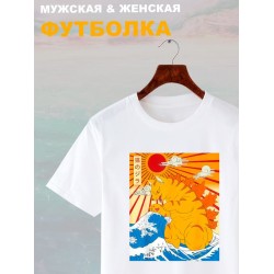 Футболка catzilla аниме кот japan neko с принтом