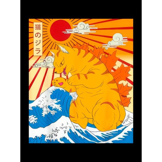 Футболка catzilla аниме кот japan neko с принтом
