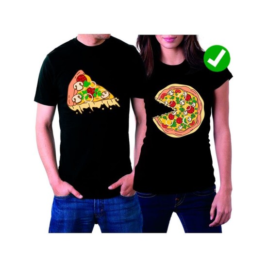 Парная футболка с пиццей pizza парочка с принтом
