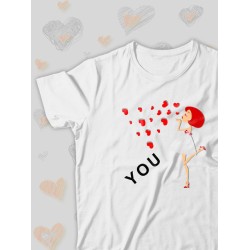 Парная футболка Love loving you с сердечками с принтом
