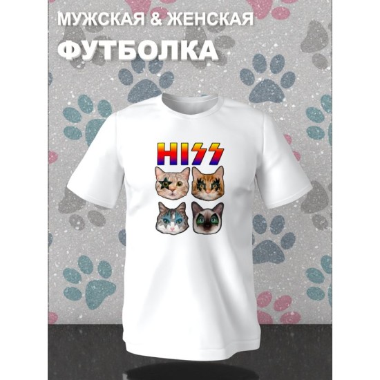 Футболка Kiss Кисс рок с мемными котами с принтом