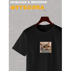 Футболка мем с котом и котиком с принтом