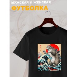 Футболка catzilla котзилла аниме котик с принтом