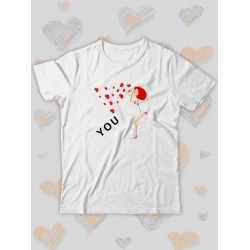 Парная футболка Love loving you с сердечками с принтом