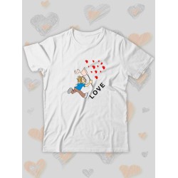 Парная футболка Love loving you с сердечками с принтом