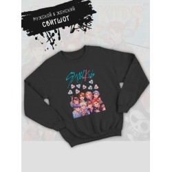 Свитшот Стрей кидс Stray kids с принтом Bangсhan Lee Know Hyunjin HAN Felix I.N Seungmin Changbin, без капюшона, кей поп одежда, мерч, kpop merch.