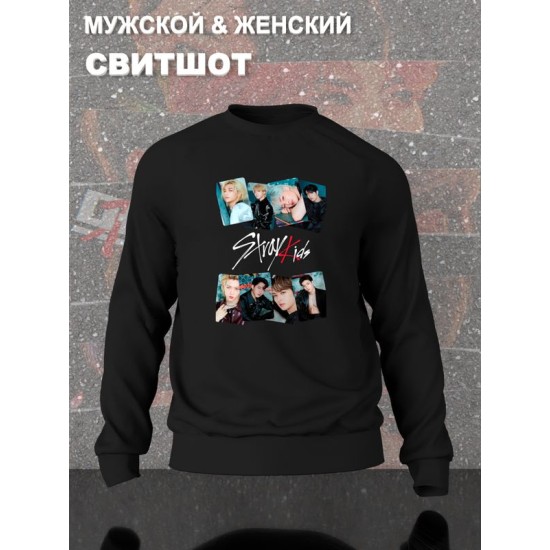 Свитшот Stray kids с участниками группы Стрей кидс, с принтом Банчан Ли Ноу Хёнджин Хан Феликс Чонин Ай Эн Сынмин Чанбин, кей поп одежда, кпоп мерч kpop merch.