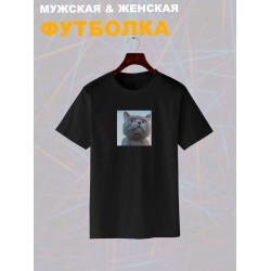 Футболка с мемным котиком с принтом