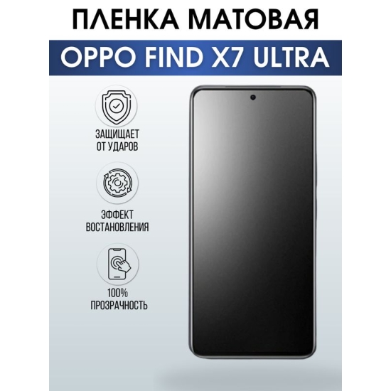 Защитная гидрогелевая пленка для смартфона Орро Find x7 ultra. Матовая полиуретановая плёнка на мобильный телефон Оппо Финд х7 ультра, для защиты экрана.