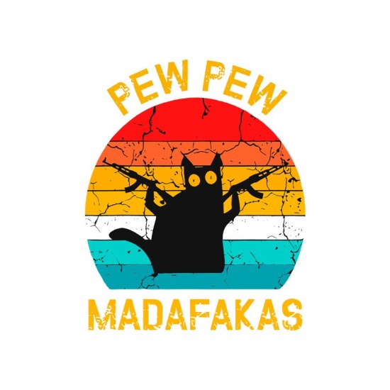 Футболка pew pew madafaka с котом с принтом