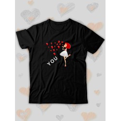 Парная футболка Love loving you с сердечками с принтом