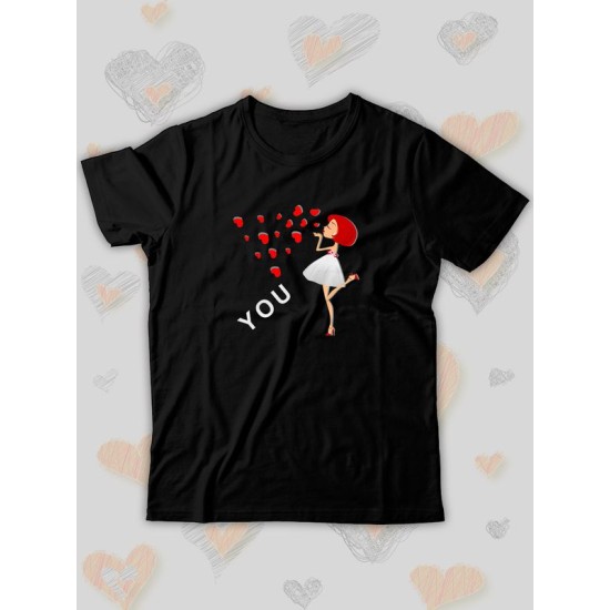 Парная футболка Love loving you с сердечками с принтом