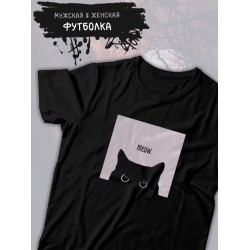 Футболка с черным котом с ножом с принтом