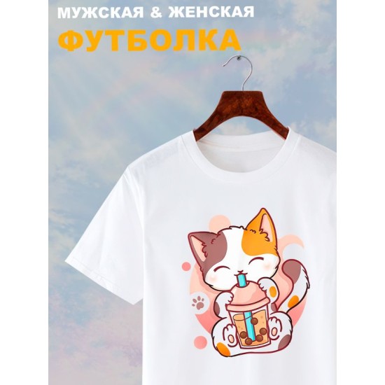 Футболка аниме котик кавай japan maneki neko с принтом