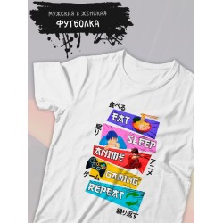 Футболка аниме eat sleep anime gaming repeat прикол с принтомrground y2k