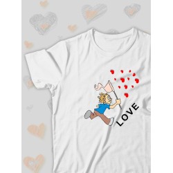 Парная футболка Love loving you с сердечками с принтом