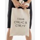 Шоппер с приколами I love ctrl c ctrl v с принтом и надписью программирование бежевый
