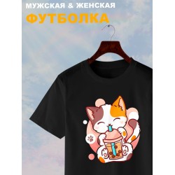 Футболка аниме котик кавай japan maneki neko с принтом