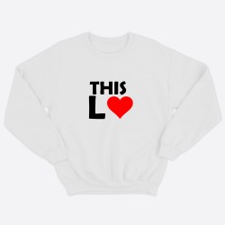 Парные свитшоты для двоих мужа и жены, влюбленных с принтом This is Love / Толстовка без капюшона для пары
