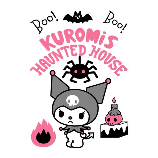 Шоппер бежевый с принтом Kuromis haunted house. Сумка Hello Kitty для шопинга на плечо тканевая, мужская и женская.