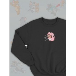 Парные свитшоты Том и Джерри Мышонок Джерри черная женская с принтом Tom and Jerry прикол для влюбленных пар парня и девушки, двоих подруг и друзей, мемная парная одежда underground y2k оверсайз