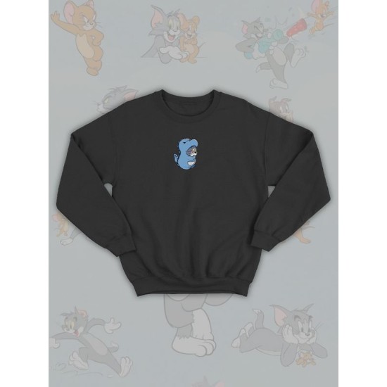 Парные свитшоты Том и Джерри Кот Том прикол черная мужская с принтом Tom and Jerry для влюбленных пар парня и девушки, двоих подруг и друзей, мемная андеграунд парная одежда y2k оверсайз