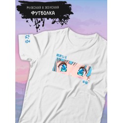Футболка Аниме глаза девушки тян anime eyes merch с принтом